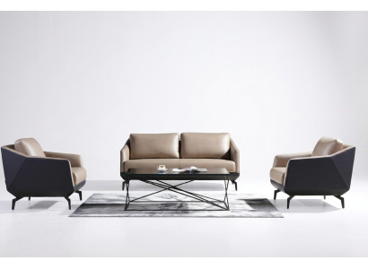 Sofá de 3 plazas + 2 sillones individuales Diseño Sofás Sofás tapizados en cuero Relax Moderno