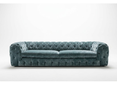Sofás de diseñador Chesterfield de lujo en cuero y tela XXL, gran sofá.