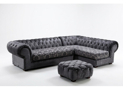 Sofá esquinero Chesterfield clásico de tela en forma de L, conjunto de sofás para sala de estar.