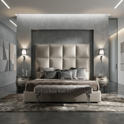 Cama doble Ropa de cama Diseñador textil Matrimonio Cama moderna Dormitorio Tapicería Textil