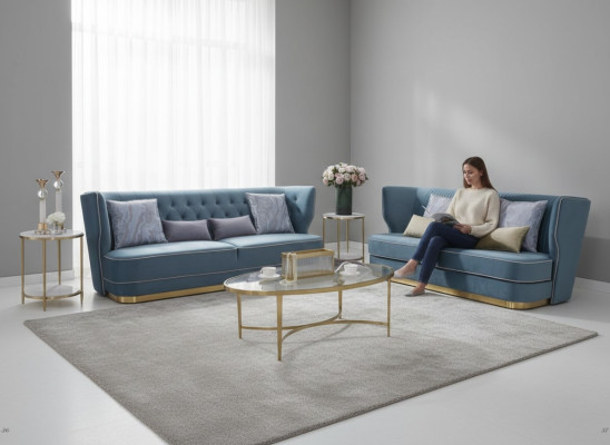 Sofá Couch Acolchado de 2 plazas Sofás Contemporáneos Conjuntos de Asientos Diseño Club