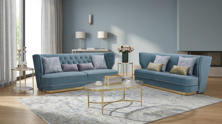 Sofá Couch Acolchado de 2 plazas Sofás Contemporáneos Conjuntos de Asientos Diseño Club