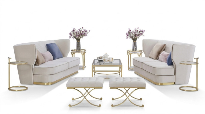 Sofá de diseñador. Conjunto de sofá de 2+2 plazas. Nuevo conjunto de sofás tapizados. Muebles.