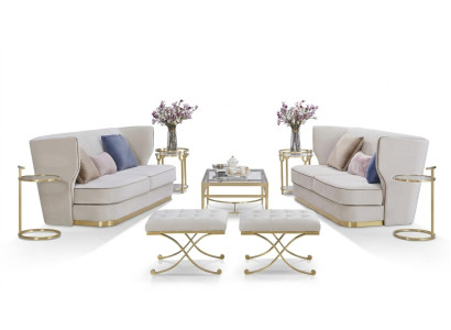 Sofá de diseñador. Conjunto de sofá de 2+2 plazas. Nuevo conjunto de sofás tapizados. Muebles.