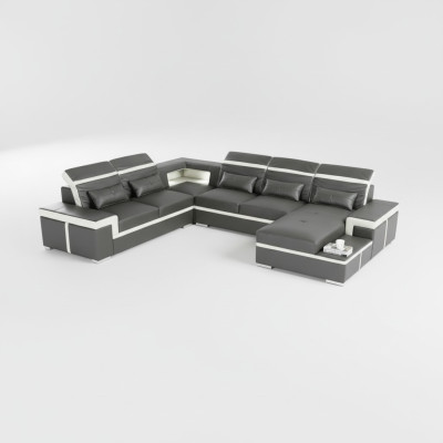 Sofás en forma de U Sofá Couch Tapizado Conjunto de sofás Diseño de sala de estar Sofá de esquina de cuero Nuevo