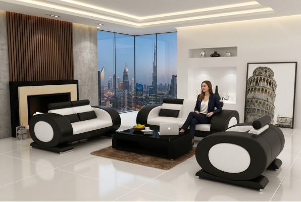Juego de sofá de cuero conjunto de sofás sofá sofá cojines sofá 3 piezas sillón asiento