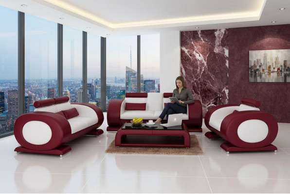 Set de sofás de diseño Sofagarnitur Garnituren Sofás tapizados Sofás de cuero 3 plazas Nuevo
