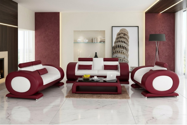 Set de sofás de diseño Sofagarnitur Garnituren Sofás tapizados Sofás de cuero 3 plazas Nuevo