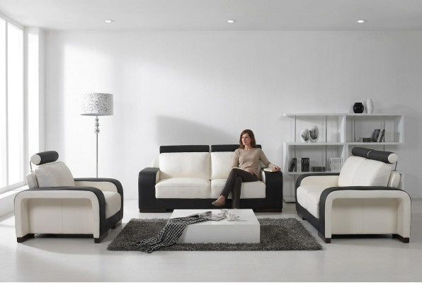Diseño de sofá conjunto de sofás tapizados 3 plazas Juegos de muebles de cuero