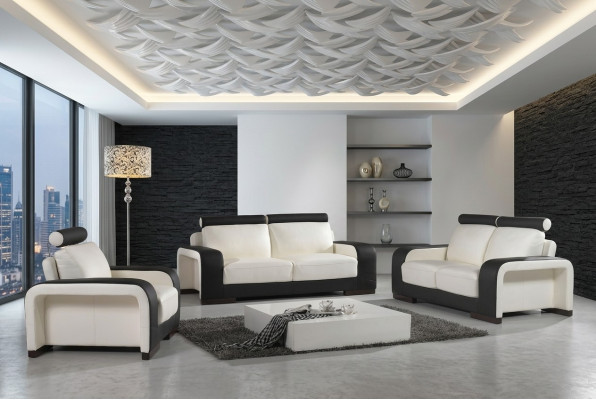 Diseño de sofá conjunto de sofás tapizados 3 plazas Juegos de muebles de cuero
