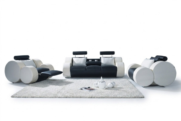Juego de sofá conjunto de sofás de diseño tapizados en cuero 3 plazas 311.
