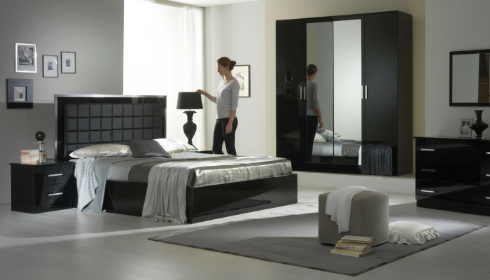 Diseño dormitorio 6 piezas. Juego de dormitorio completo Cama Mesita de noche Cómoda Nuevo