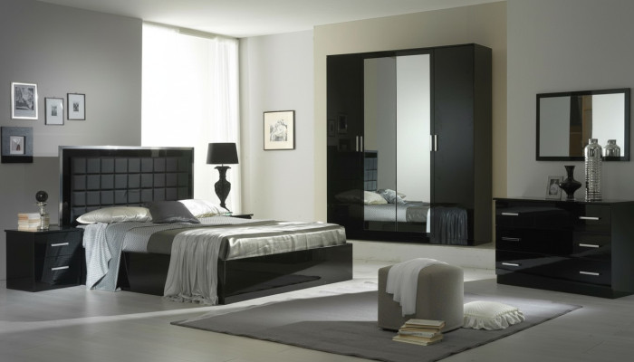 Diseño dormitorio 6 piezas. Juego de dormitorio completo Cama Mesita de noche Cómoda Nuevo