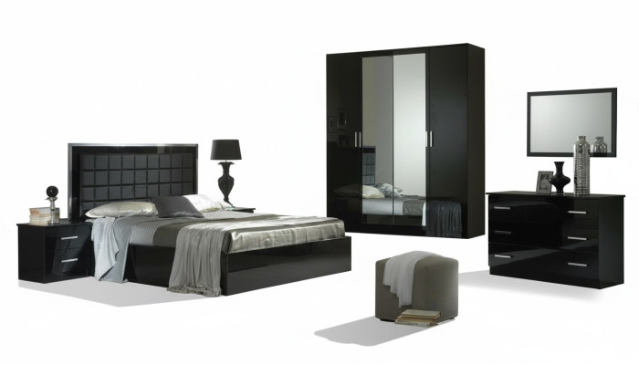 Diseño dormitorio 6 piezas. Juego de dormitorio completo Cama Mesita de noche Cómoda Nuevo