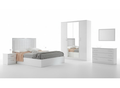 Cama Mesita de noche Cómoda Conjunto de dormitorio de 6 piezas Diseño de dormitorio de lujo moderno.