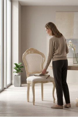 Lujo 1x Silla Silla de comedor Sillas de cocina Silla de sala de estar Silla tapizada Sillas