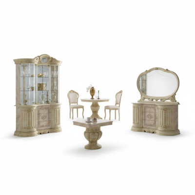 Conjunto de sala de estar de lujo 2 piezas Juego de mesa Aparador Vitrina clásica Mesa