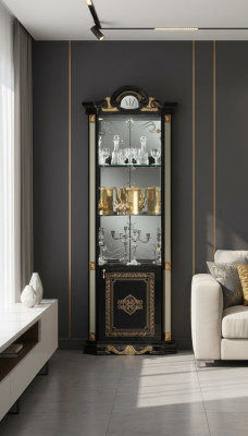 Clásico armario de vitrina para la sala de estar, vitrina de cristal, vitrina de mueble de vitrina de Italia, muebles nuevos.