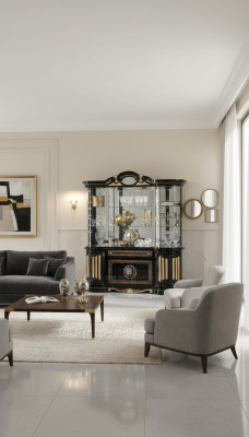 Vitrina de vidrio Armario de cristal Salón escaparate Vitrinas Muebles italianos Madera