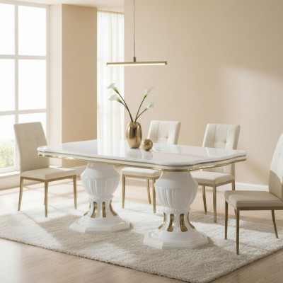 Mesa de comedor clásica, mesas de madera brillante, muebles italianos de comedor