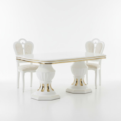 Mesa de comedor clásica, mesas de madera brillante, muebles italianos de comedor