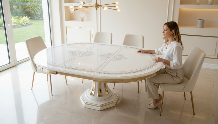 Mesa de comedor de madera redonda Mesa redonda Mesas Comedor Mesa redonda Muebles italianos Nuevos