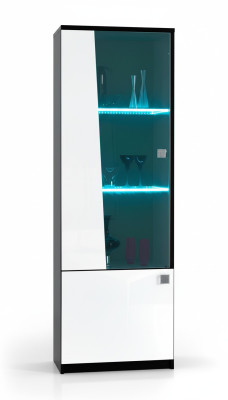 Vitrina noble de estilo moderno con armario y escaparate de cristal para sala de estar. Nuevo.