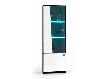 Vitrina noble de estilo moderno con armario y escaparate de cristal para sala de estar. Nuevo.