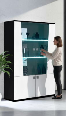 Mueble de vitrina de madera moderna Vitrinas Armario de vitrinas Armario de vidrio Armarios Italia