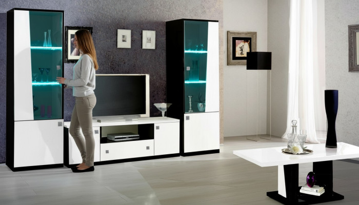 Moderno conjunto de vitrina para sala de estar, comedor, pared, armario, mueble de TV, de 3 piezas. Nuevo.