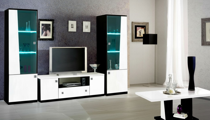Moderno conjunto de vitrina para sala de estar, comedor, pared, armario, mueble de TV, de 3 piezas. Nuevo.