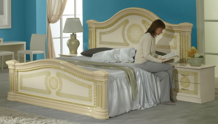 Cama clásica cama matrimonial cama doble camas tapizadas Muebles italianos de madera
