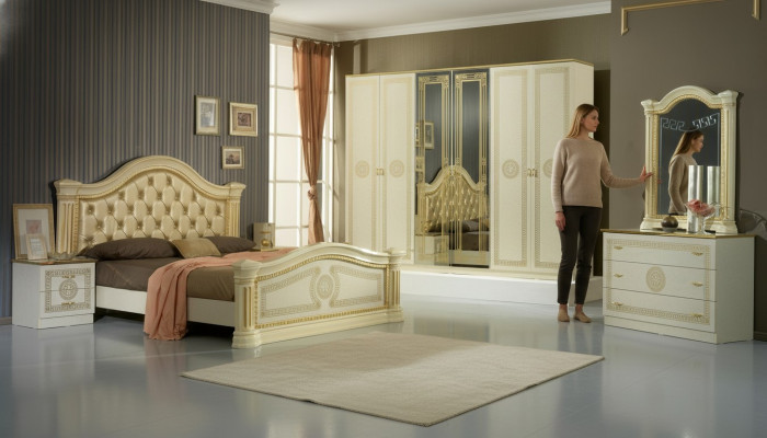 Dormitorio Cama Chesterfield Doble Camas Tapiz Chesterfield Barroco Rococó