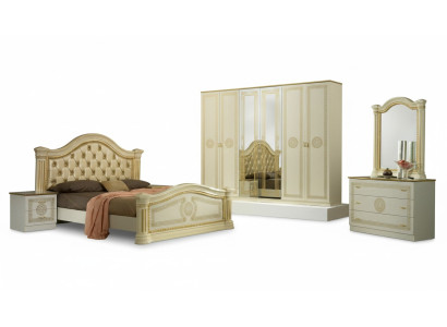 Diseño de dormitorio 3 piezas. Cama 2x mesita de noche Set de camas de lujo clásicas muebles