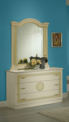 Espejo cómoda armario cómodas juego de dormitorio de madera estilo clásico de 2 piezas.