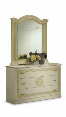 Espejo cómoda armario cómodas juego de dormitorio de madera estilo clásico de 2 piezas.