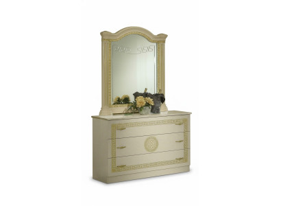 Espejo cómoda armario cómodas juego de dormitorio de madera estilo clásico de 2 piezas.