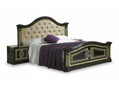 Conjunto de dormitorio de 3 piezas: cama, 2 mesitas de noche, cómoda, camas Chesterfield tapizadas.