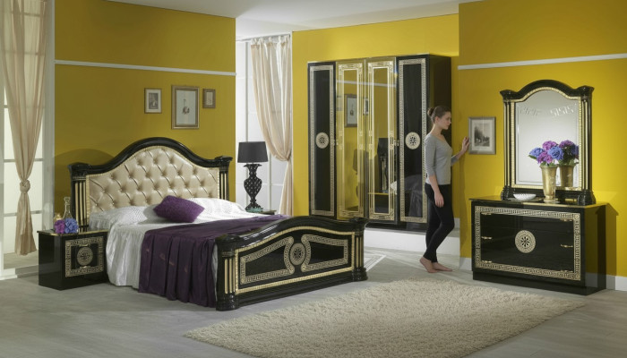 Conjunto de dormitorio estilo moderno cama mesita de noche cajonera muebles de cama 6 piezas grupo nuevo