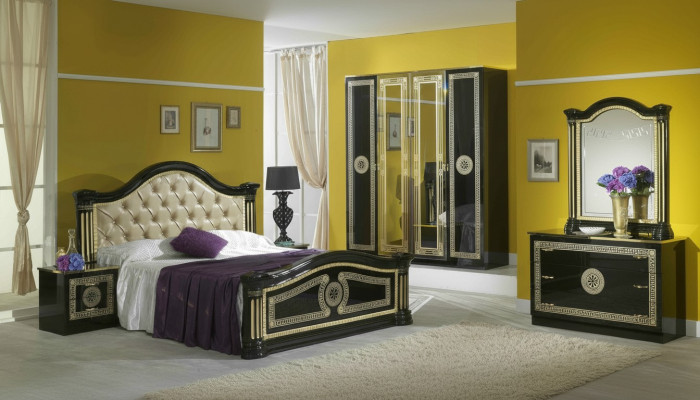 Conjunto de dormitorio estilo moderno cama mesita de noche cajonera muebles de cama 6 piezas grupo nuevo