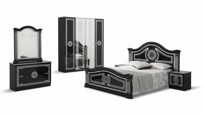 Conjunto de dormitorio completo estilo real, cama moderna con mesita de noche, juego de 6 piezas. Nuevo