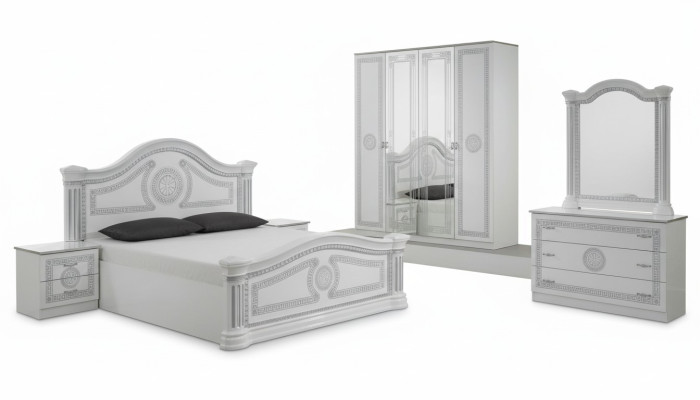 Diseño Dormitorio 3 piezas Cama 2 mesitas de noche Set de muebles de lujo clásico.