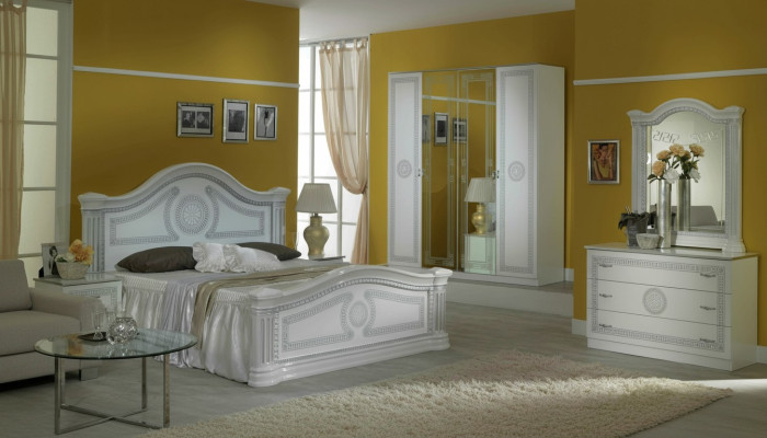 Dormitorio conjunto de muebles italianos moderno lujo de 6 piezas. Cama camas armario nuevo.