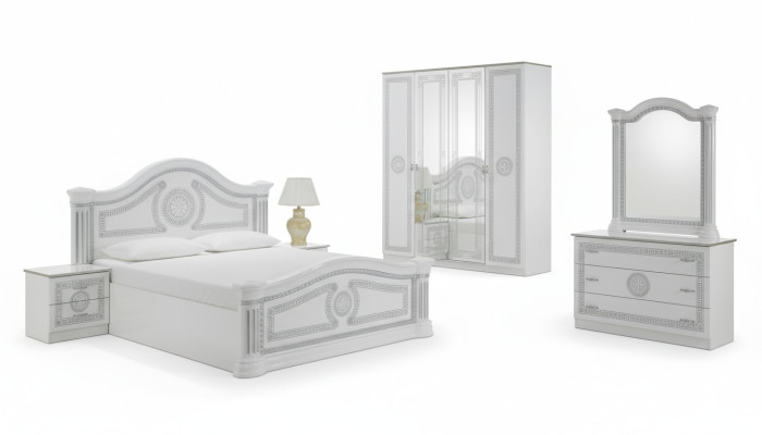Dormitorio conjunto de muebles italianos moderno lujo de 6 piezas. Cama camas armario nuevo.
