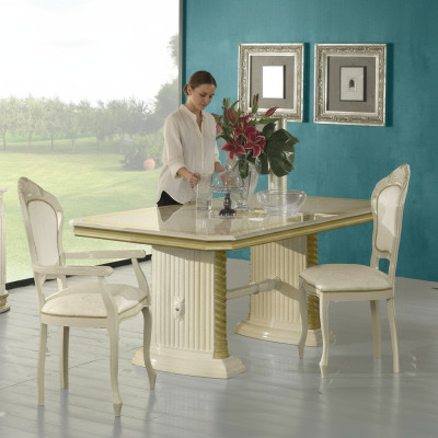 Estilo Mesa de comedor Mesa Madera real Mesas de diseño clásicas Muebles italianos