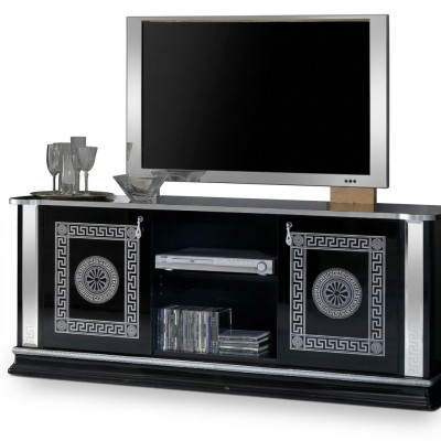Mueble de televisión negro RTV Armario Bajo Mesa de TV Diseño del gabinete de televisión
