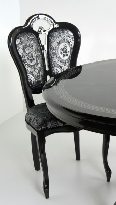 Silla negra de diseño plateado para sala de estar comedor, sillas de madera acolchadas hechas en Italia.