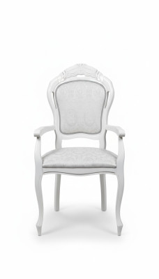 Silla Blanca Plata Diseño Sala de estar Comedor Madera Sillas Tapizadas Hechas en Italia