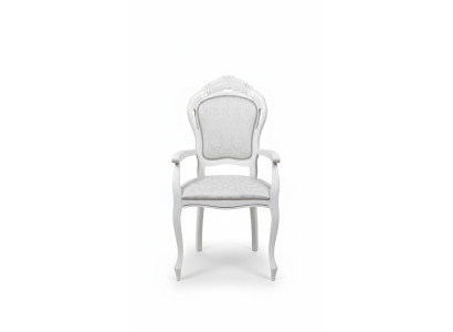 Silla Blanca Plata Diseño Sala de estar Comedor Madera Sillas Tapizadas Hechas en Italia
