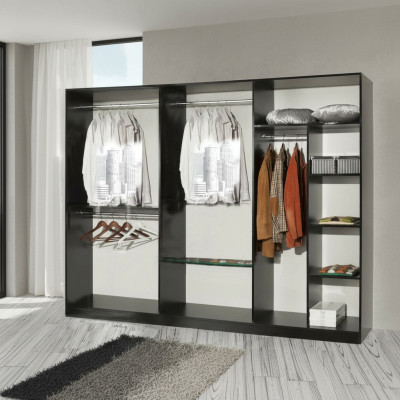 Armario de ropa de lujo Diseñador Armarios de ropa de alto brillo Muebles de hogar de madera nuevos